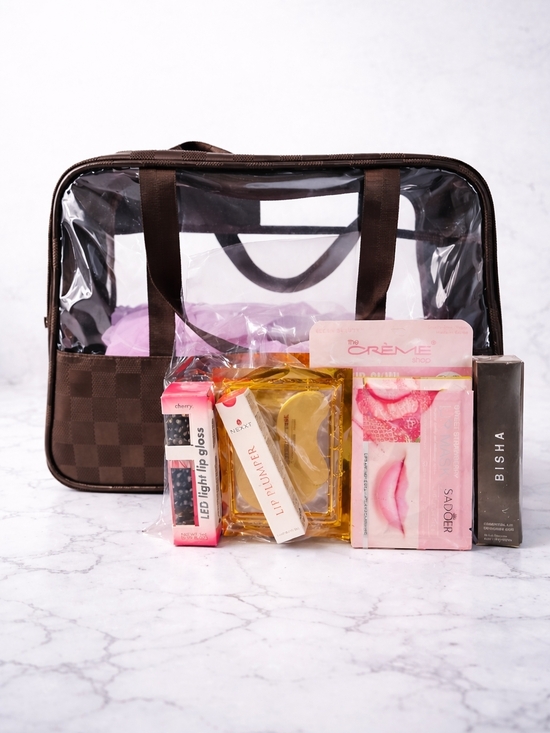 The Unbranded Brand Handbags - ✨️Large Clear Travel Bag Checkered Cosmetic Organizer + FREE Beauty Bundle🌻